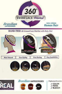 Bobbi Boss 100% Human Hair (Single Pack) NATURAL Bobbi Boss Be Real 100% Virgin Brazilian Unprocessed 360 Swiss Lace Frontal - NATURAL STRAIGHT