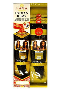 Saga Indian Remy 100% Human Hair Wet & Wavy Weave - LOOSE DEEP 4PCS - SoGoodBB.com