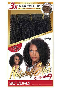 Zury Sis Naturali Star 100% Human Hair Clip On 9pcs Weave - 3C CURLY - SoGoodBB.com