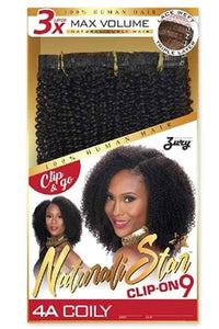 Zury Sis Naturali Star 100% Human Hair Clip On 9pcs Weave - 4A COILY - SoGoodBB.com