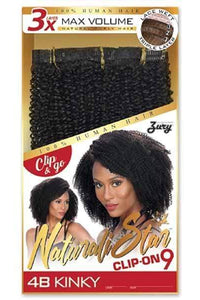 Zury Sis Naturali Star 100% Human Hair Clip On 9pcs Weave - 4B KINKY - SoGoodBB.com