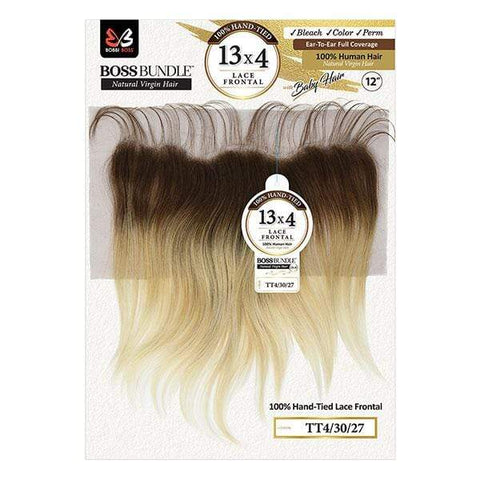 Bobbi Boss 13X4 Frontal Lace Closure TT4/30/27 Bobbi Boss 100% Virgin Human Hair Boss Bundle 13x4 Swiss Lace Frontal Closure - STRAIGHT 12"