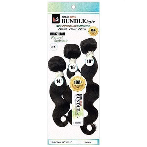 Bobbi Boss Unprocessed Bundle Hair Bobbi Boss Indi Remi 100% Natural Virgin Human Hair Weave Bundle - BODY WAVE 3PCS