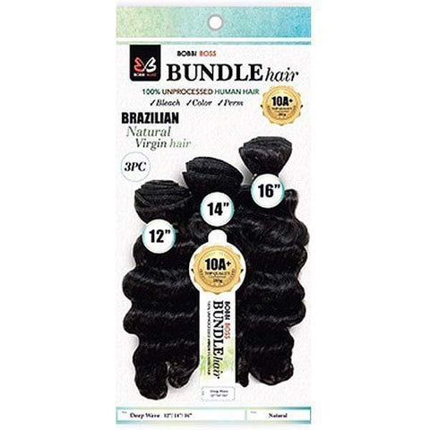 Bobbi Boss Unprocessed Bundle Hair Bobbi Boss Indi Remi 100% Natural Virgin Human Hair Weave Bundle - DEEP WAVE 3PCS