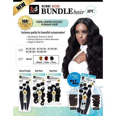 Bobbi Boss Unprocessed Bundle Hair Bobbi Boss Indi Remi 100% Natural Virgin Human Hair Weave Bundle - DEEP WAVE 3PCS
