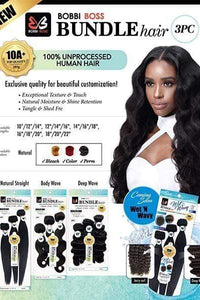 Bobbi Boss Unprocessed Bundle Hair Bobbi Boss Indi Remi 100% Natural Virgin Human Hair Weave Bundle - NATRUAL STRAIGHT 3PCS