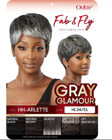 Outre 100% Human Hair Fab & Fly Gray Glamour Full Cap Wig - HH ARLETTE - SoGoodBB.com