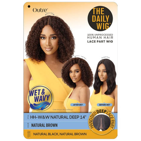 Outre 100% Human Hair Lace Wigs Outre The Daily Wig 100% Human Hair Wet & Wavy Wig - NATURAL DEEP 14"