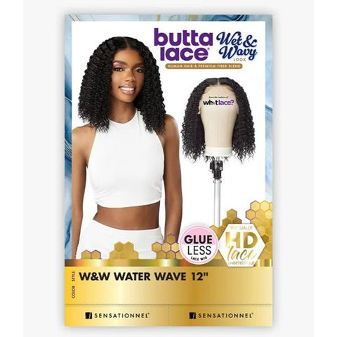 Sensationnel Butta Human Hair Blend Wet & Wavy Lace Front Wig - WATER WAVE 12" - SoGoodBB.com