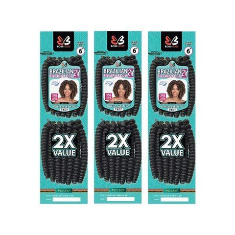 [3 Pack Deal] Bobbi Boss African Roots Collection Crochet Braid - 2X BRAZILIAN FLEXIROD CURL 6" - SoGoodBB.com