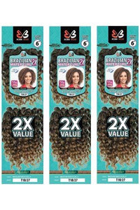 [3 Pack Deal] Bobbi Boss African Roots Collection Crochet Braid - 2X BRAZILIAN WATER CURL 6" - SoGoodBB.com