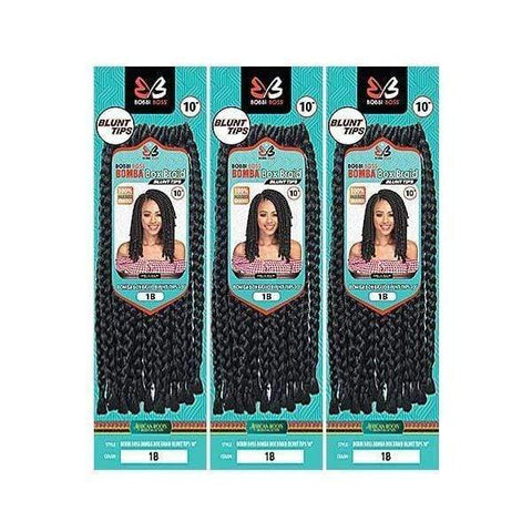 [3 Pack Deal] Bobbi Boss African Roots Collection Crochet Braid - BOMBA BOX BRAID BLUNT TIPS 10" - SoGoodBB.com