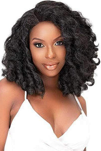 Janet Collection Natural Me Human Hair Blend Deep Part Swiss Lace Front Wig - AMANI - Clearance - SoGoodBB.com