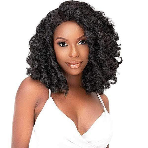 Janet Collection Natural Me Human Hair Blend Deep Part Swiss Lace Front Wig - AMANI - Clearance - SoGoodBB.com
