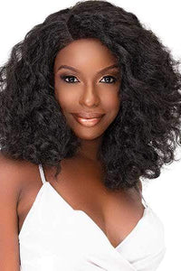 Janet Collection Natural Me Human Hair Blend Deep Part Swiss Lace Front Wig - AMANI - Clearance - SoGoodBB.com