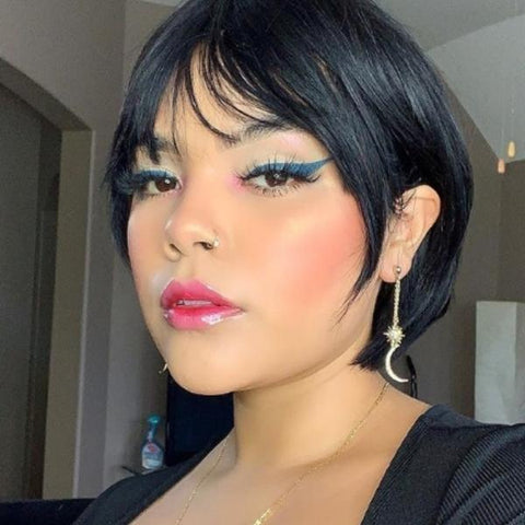 Kara Remy Blue 100% Virgin Human Hair Wig Lace Front Wig - ANGLED BOB (S) - SoGoodBB.com