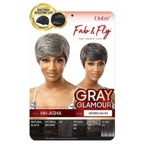 Outre 100% Human Hair Fab & Fly Gray Glamour Full Cap Wig - ASHA - SoGoodBB.com