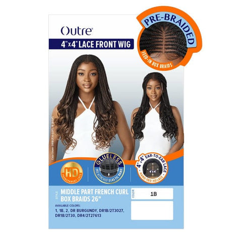 Outre 4x4 HD Pre-Braided Lace Front Wig - MIDDLE PART FRENCH CURL BOX BRAIDS 26" - SoGoodBB.com