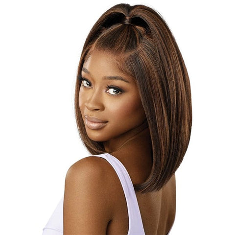 Outre Airtied Human Hair Blend Glueless 13X6 HD Lace Front Wig - HHB NATURAL YAKI 12" - SoGoodBB.com