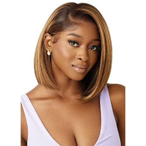 Outre Airtied Human Hair Blend Glueless 13X6 HD Lace Front Wig - HHB NATURAL YAKI 12" - SoGoodBB.com
