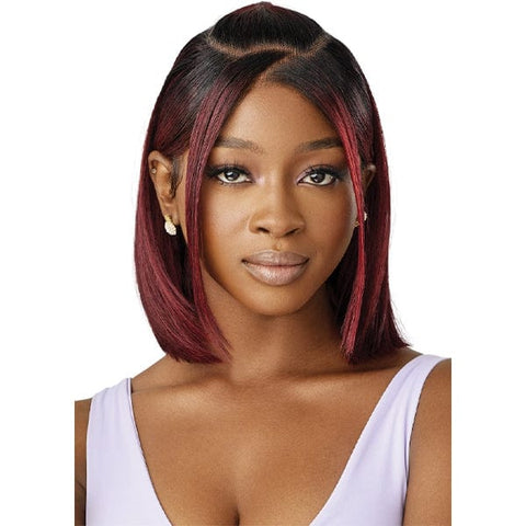 Outre Airtied Human Hair Blend Glueless 13X6 HD Lace Front Wig - HHB NATURAL YAKI 12" - SoGoodBB.com