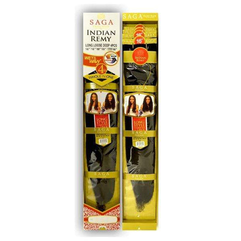 Saga Indian Remy 100% Human Hair Wet & Wavy Weave - LONG LOOSE DEEP 4PCS - SoGoodBB.com