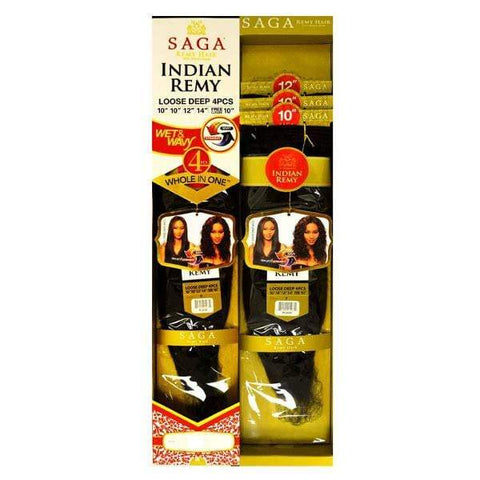 Saga Indian Remy 100% Human Hair Wet & Wavy Weave - LOOSE DEEP 4PCS - SoGoodBB.com