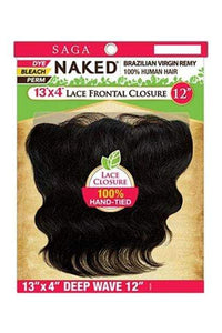 Saga Naked Brazilian Virgin Remy 100% Human Hair 13X4 Lace Frontal Closure - DEEP WAVE 12"-16" - SoGoodBB.com