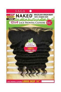 Saga Naked Brazilian Virgin Remy 100% Human Hair 13X4 Lace Frontal Closure - LOOSE DEEP 12"-16" - SoGoodBB.com