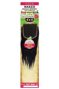 Saga Naked Brazilian Virgin Remy 100% Human Hair 4X4 Lace Frontal Closure - DEEP WAVE 12"-16" - SoGoodBB.com