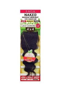 Saga Naked Brazilian Virgin Remy 100% Human Hair 4X4 Lace Frontal Closure - LOOSE DEEP 12"-16" - SoGoodBB.com