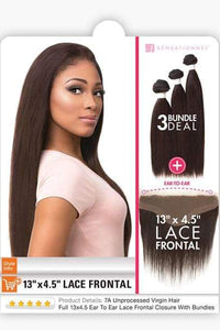 Sensationnel Bare & Natural 100% Virgin Remi Human Hair Weave 13x4.5 Lace Frontal - STRAIGHT 3PCS 10-22" - SoGoodBB.com