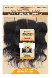 Sensationnel Bare & Natural Frontal Lace Closure Malaysian Virgin Remi - 12x4 Swiss Lace CLOSURE Body 12" - SoGoodBB.com