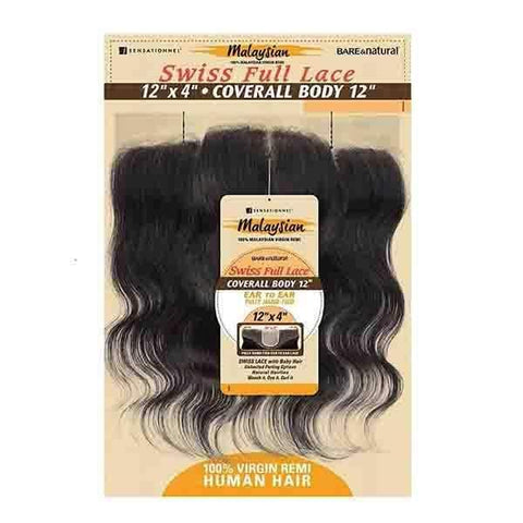 Sensationnel Bare & Natural Frontal Lace Closure Malaysian Virgin Remi - 12x4 Swiss Lace CLOSURE Body 12" - SoGoodBB.com