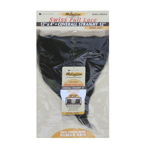 Sensationnel Bare & Natural Frontal Lace Closure Malaysian Virgin Remi - 12x4 Swiss Lace CLOSURE Straight 12" - SoGoodBB.com