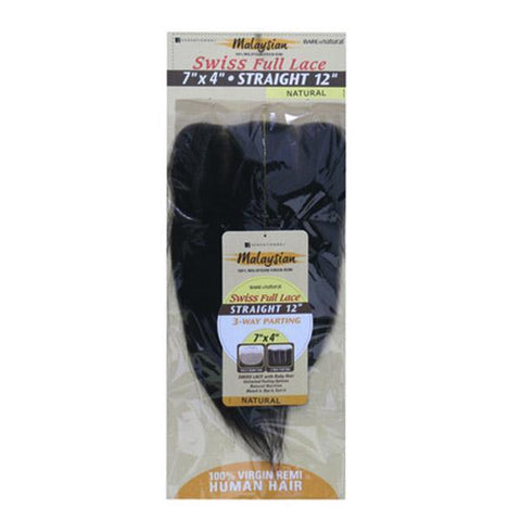 Sensationnel Bare & Natural Frontal Lace Closure Malaysian Virgin Remi - 7x4 Swiss Lace Closure Straight 12" - SoGoodBB.com