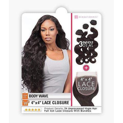 Sensationnel Bare & Natural Virgin Remi Human Hair Weave - BODY WAVE 3PCS + 4x4 CLOSURE - SoGoodBB.com