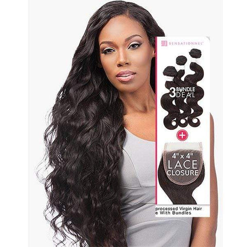 Sensationnel Bare & Natural Virgin Remi Human Hair Weave - BODY WAVE 3PCS + 4x4 CLOSURE - SoGoodBB.com