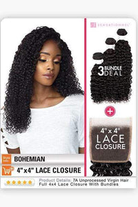 Sensationnel Bare & Natural Virgin Remi Human Hair Weave - BOHEMIAN 3PCS + 4x4 CLOSURE - SoGoodBB.com