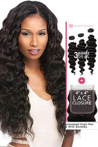 Sensationnel Bare & Natural Virgin Remi Human Hair Weave - LOOSE DEEP 3PCS + 4x4 CLOSURE - SoGoodBB.com