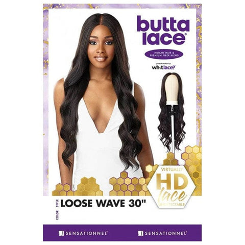 Sensationnel Butta Human Hair Blend Lace Front Wig - LOOSE WAVE 30" - SoGoodBB.com