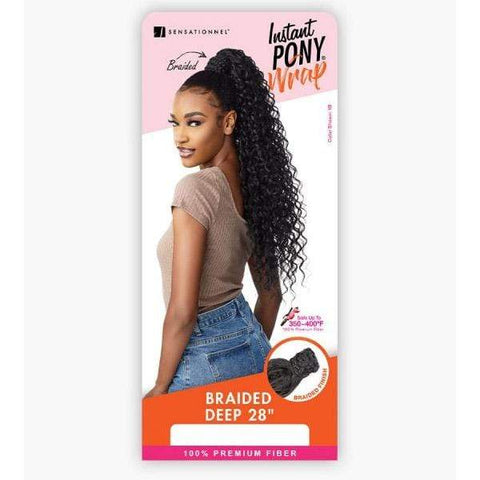 Sensationnel Synthetic Ponytail Instant Pony Wrap - BRAIDED DEEP 28″ - SoGoodBB.com