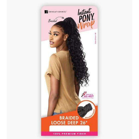 Sensationnel Synthetic Ponytail Instant Pony Wrap - BRAIDED LOOSE DEEP 26″ - SoGoodBB.com