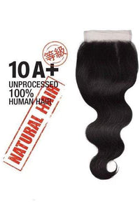 Shake-N-Go 100% Natural Human Hair - 10A+ BODY WAVE 4x4 Closure 12" - SoGoodBB.com