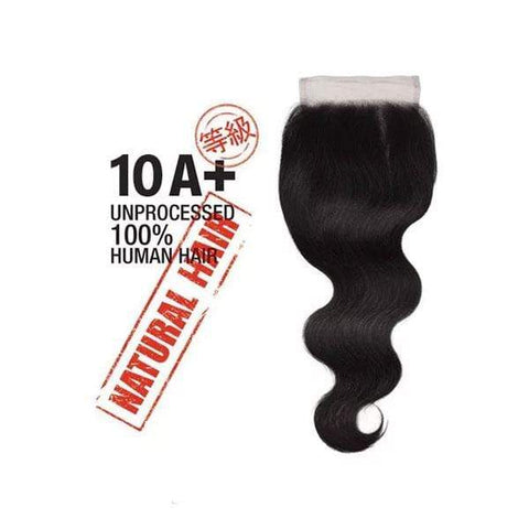 Shake-N-Go 100% Natural Human Hair - 10A+ BODY WAVE 4x4 Closure 12" - SoGoodBB.com