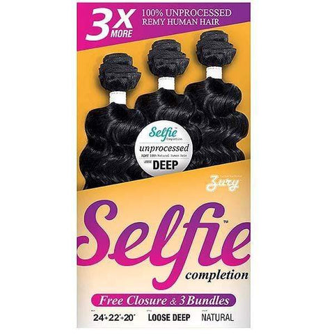 Zury Selfie Completion Kit 100% Remy Human Hair Weave - LOOSE DEEP - SoGoodBB.com