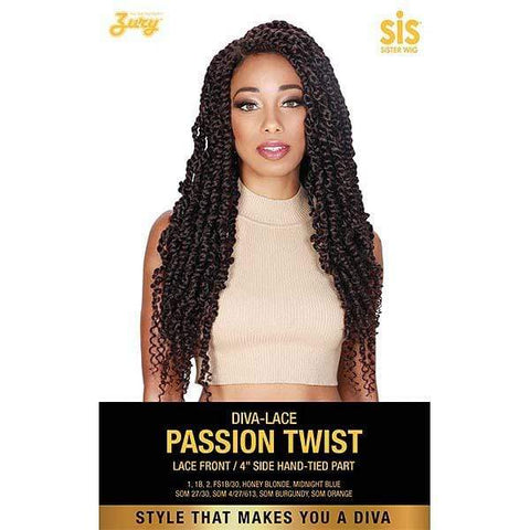 Zury Sis Diva Collection Synthetic Hand Tied Part Lace Front Wig - DIVA LACE PASSION TWIST - Unbeatable - SoGoodBB.com