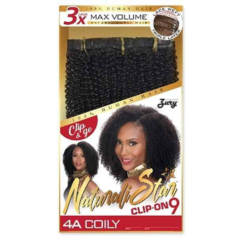 Zury Sis Naturali Star 100% Human Hair Clip On 9pcs Weave - 4A COILY - SoGoodBB.com