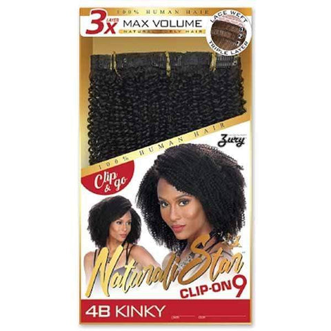 Zury Sis Naturali Star 100% Human Hair Clip On 9pcs Weave - 4B KINKY - SoGoodBB.com