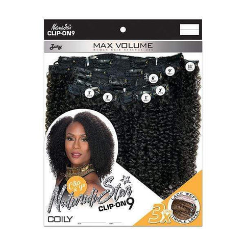 Zury Sis Naturali Star Human Hair Blend Clip On 9 Weave - NAT HB CLIP ON COILY 10" - SoGoodBB.com